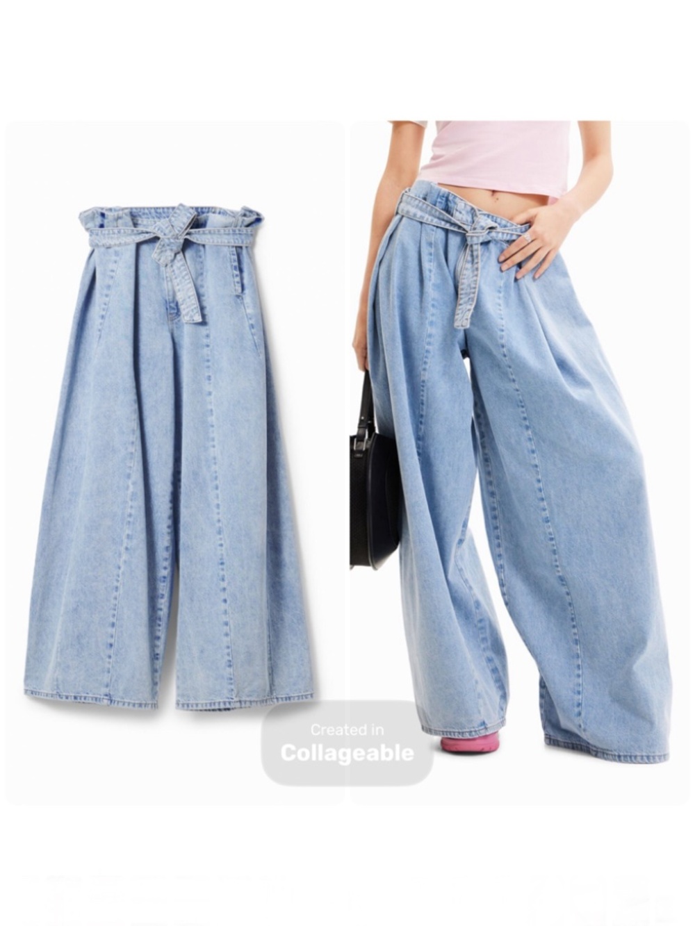 RARE *NWT*  Designer Collab Desigual x Maitrepierre Ultra Wide-Leg Jeans Sz L